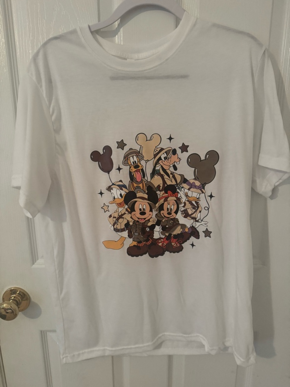 Disney Mickey & Friends Graphic Tee - White with Neutral Cartoon Print